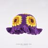 Korean Sunflower Lotus Leaf Brim Handmade Crochet Wool Basin Hat Women'S Autumn Winter Warm Sweet Knitted Bucket Hat