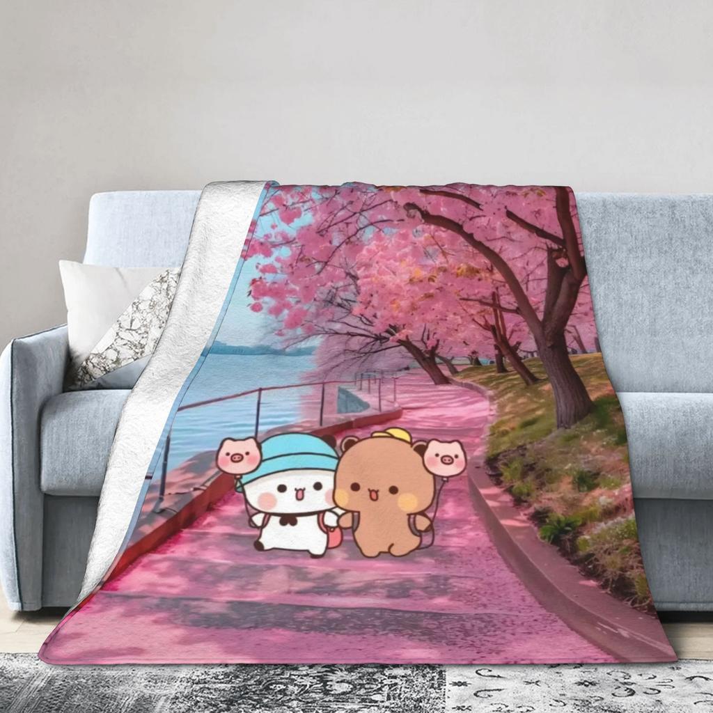 Bubu & Dudu Appreciating Lanterns Flannel Blankets Winter  Super Soft Throw Blanket for Home Decor Novelty Bedspread Bed Cover