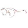 Women's Retro Polygonal Anti-Blue Light Eyeglass Frames, Semi-Titanium, Prescription Compatible 3931