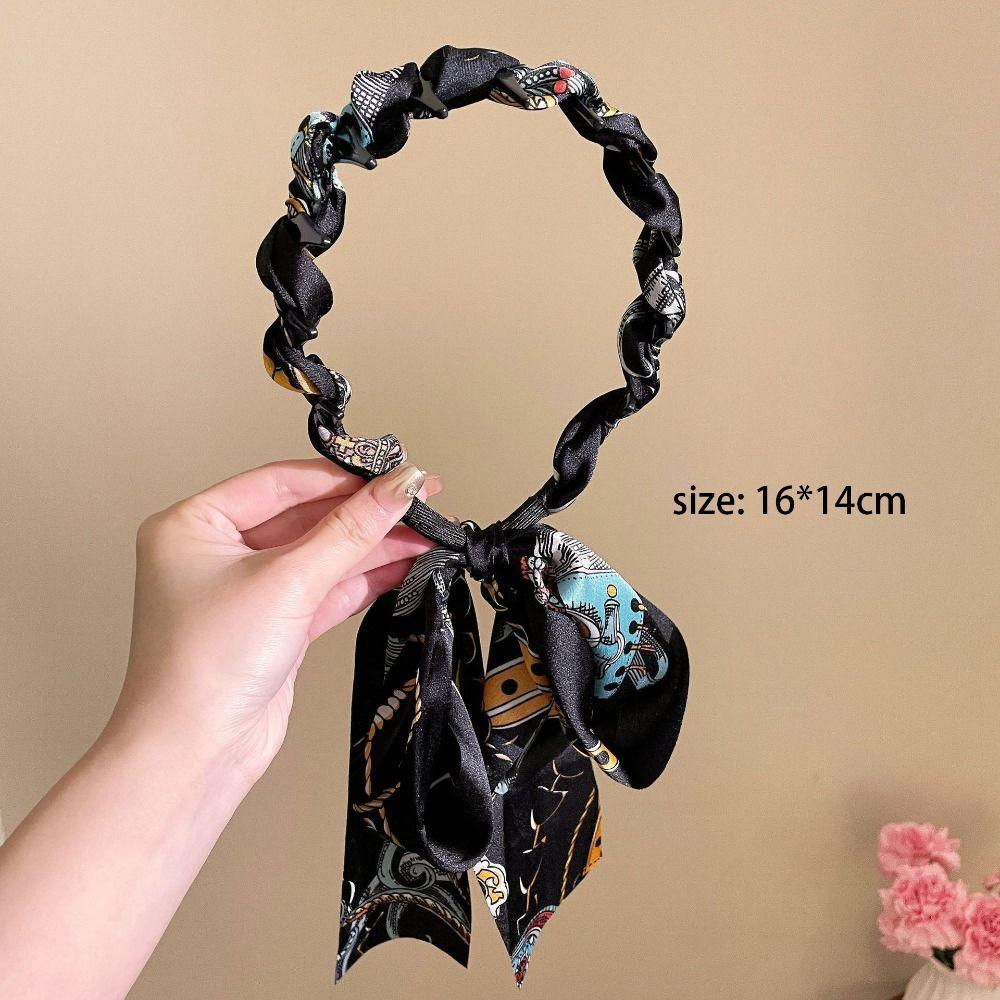 Retro Non Slip Hair Band Adjustable Fabric Ribbon Hair Hoop New Bow Braided Headbands