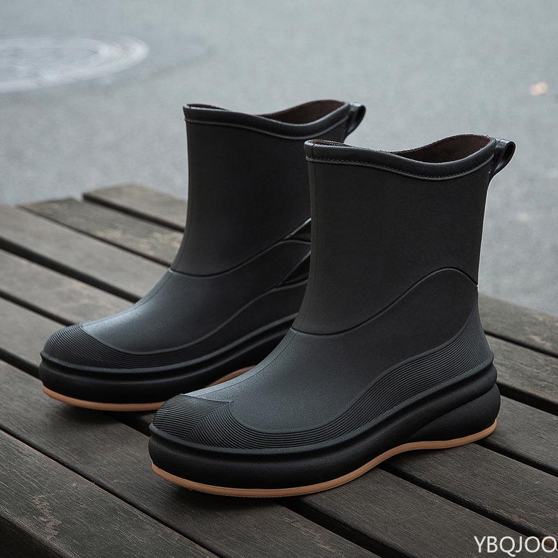 New Women's Rain Boots Waterproof Solid Color Rain Shoes Fashion Low Cut Rubber Shoe Comfortable Non Slip Ladies Shoes Mujer