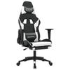 Gaming Chair with Massage Function & Footrest Black & White PU Leather