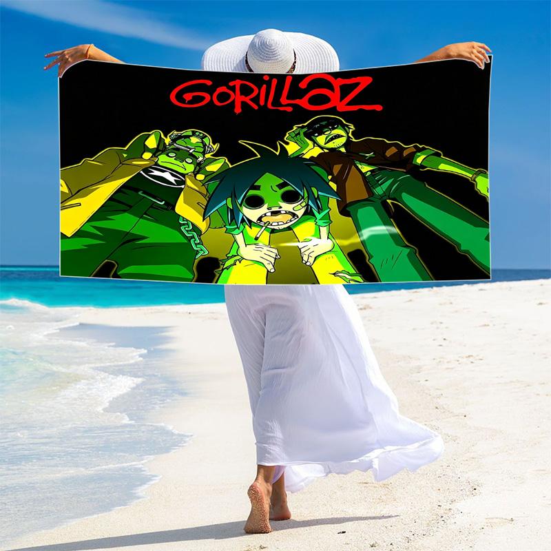 Gorillaz Print Beach Towel, Large Soft Quick Dry Towel for Beach Camping Swimming