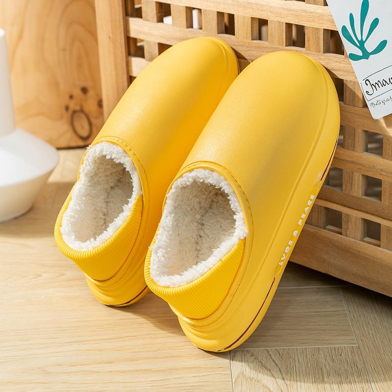 Cotton Slippers Bag and Home Slippers Winter Women's Waterproof Down Cloth Thickened Shoes Non-slip Warm Cotton Shoes Men's Shoes
