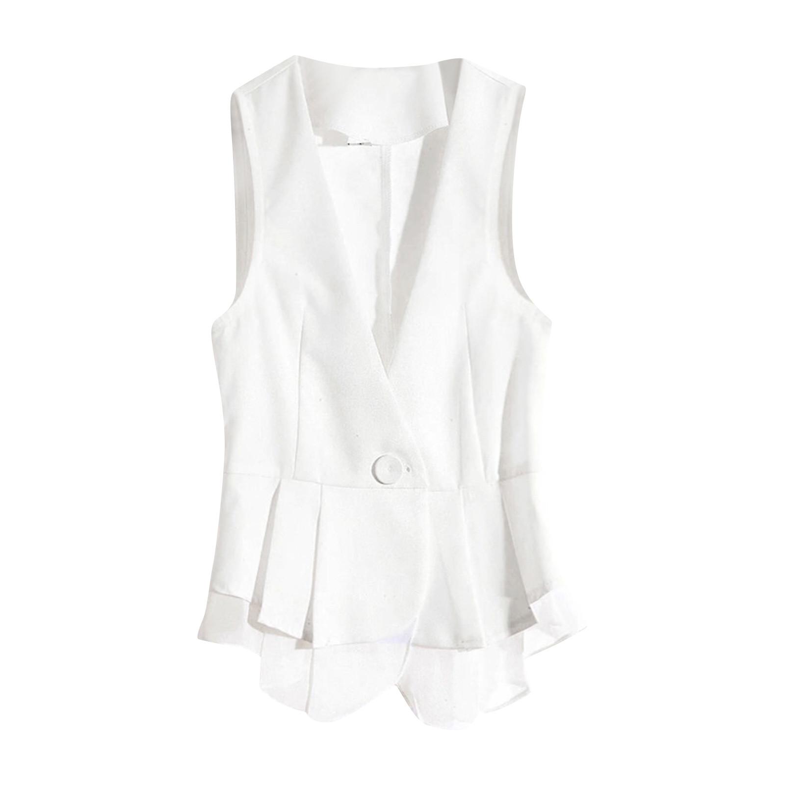 

Шифоновый короткий женский жилет без рукавов, тонкий жилет, пиджак, топ XXXL белый