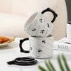 Creative Cartoon Panda Ceramic Cup High Value Mug with Lid Spoon Water Cup Household Coffee Cup Souvenir Gift Cup