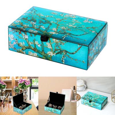 Elegant Blossom Glass Jewelry Storage Box Clear Organizers Home Decoration for Rings Necklaces and Earrings Organization