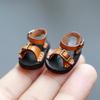 HIGHAWK 11cm Body Shoes Sandals Summer OB11 Size Obitsu 11 Obitsu Doll OB11 Shoes Doll Shoes Retro Leather Shoes 11cm Body (Brown)