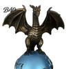 Resin Dragon Sculpture Statue with Ball, Dark Style Figurine, USB Powered Desktop Ball Lamp Ornaments, Fantasy Gift for Men & Lovers Mythical Creature