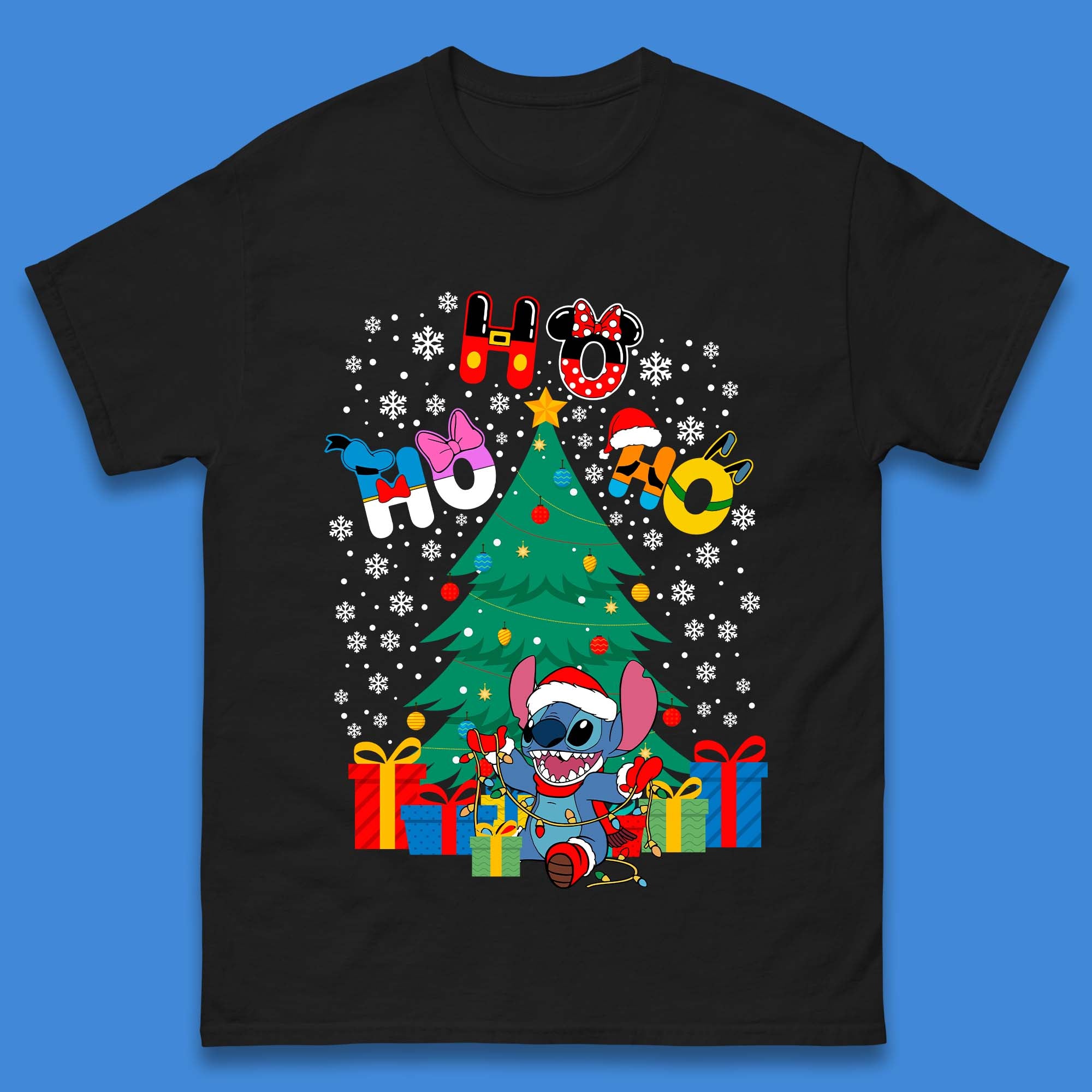Ho Ho Ho Stitch Christmas Mens T-Shirt Womens Tops Tees S