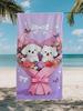 Cute Puppy Flower Bouquet Beach Towel,Microfiber Soft Absorbent Quick Dry,Oversize for Beach Pool Travel,Cartoon Dog Print Towel