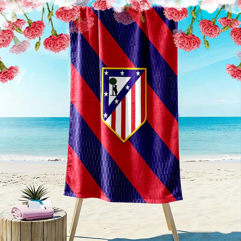 Atletico Madrid Logo Print Beach Towel, Large Soft Quick Dry Towel for Beach Camping Swimming