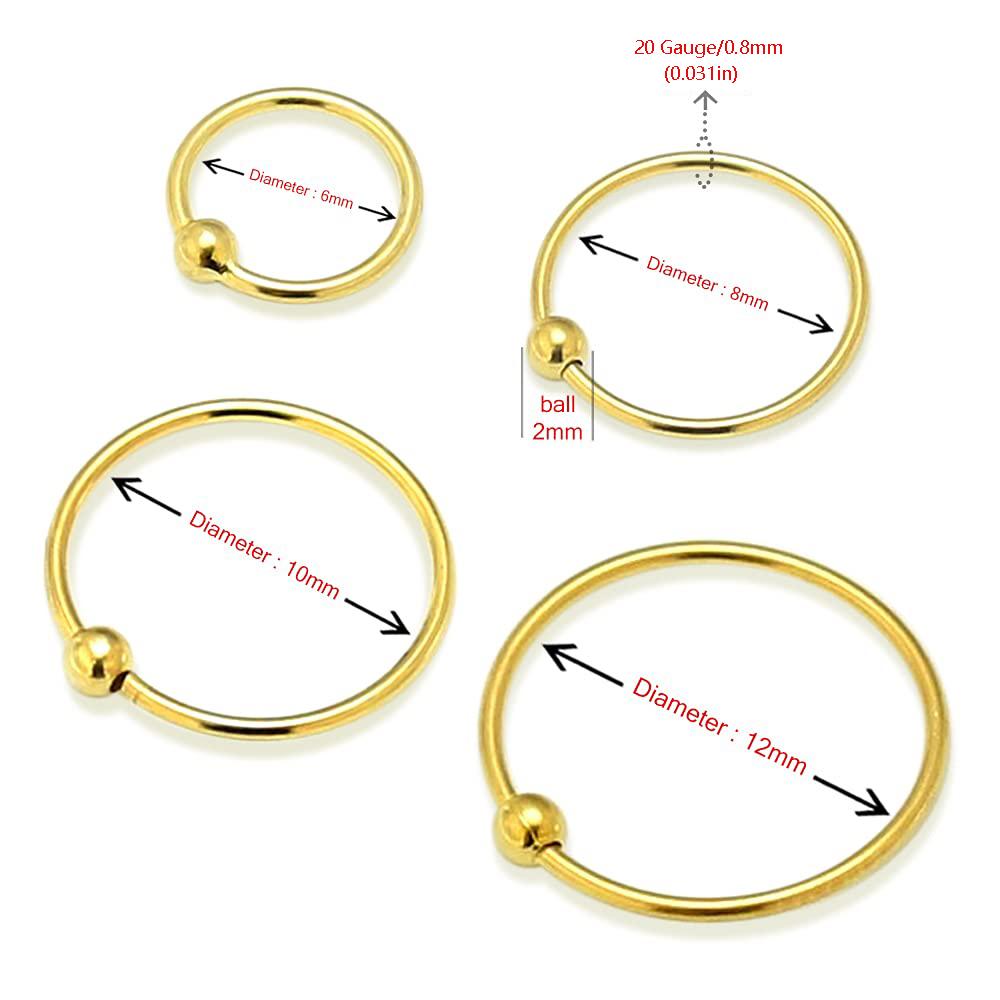 2-10Pcs Nose Ring 20G Thin Helix Cartilage Earrings For Lip Nostril Septum Piercing Hoop Womens and Mens Body Pierecing Jewelry