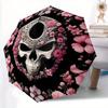 1pc Skull Flowers Automatic Open/close Folding Compact Umbrella, 8-Rib Sturdy Canopy, Lightweight Portable, Everyday Use, Gift, Outdoor Umbrella, Trav