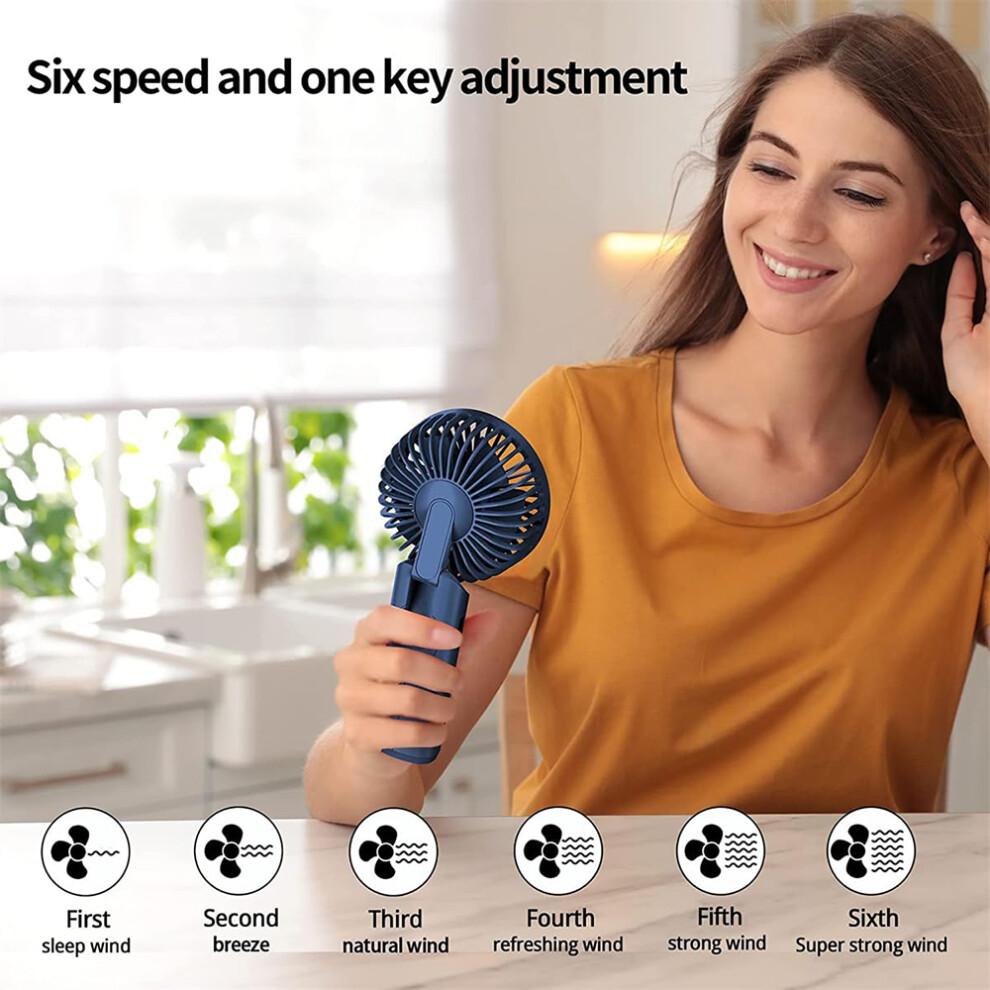 (Black) M12 Summer Cooling Handheld Fan USB Rechargeable Mini Foldable Desktop Fan with Neck Strap