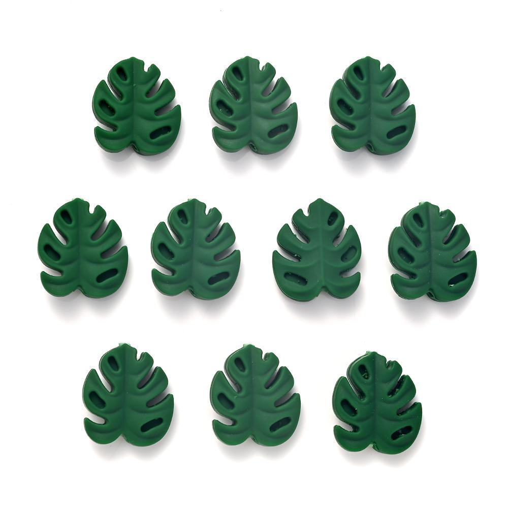 10Pcs Cartoon Leaf Silicone Beads Baby Teether Toy Infant Pacifier Chain Chewable Nursing Teether For DIY Handmade Accessories