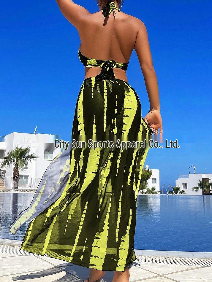 European & American Sexy Split Bikini Swimwear: Three-Piece Set with Beach Long Dress