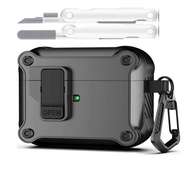Case for AirPods Pro 3 with Carabiner Lock Design with Cleaner Kit for AirPods Pro 3 Full Body Protective Case for AirPods Pro 3