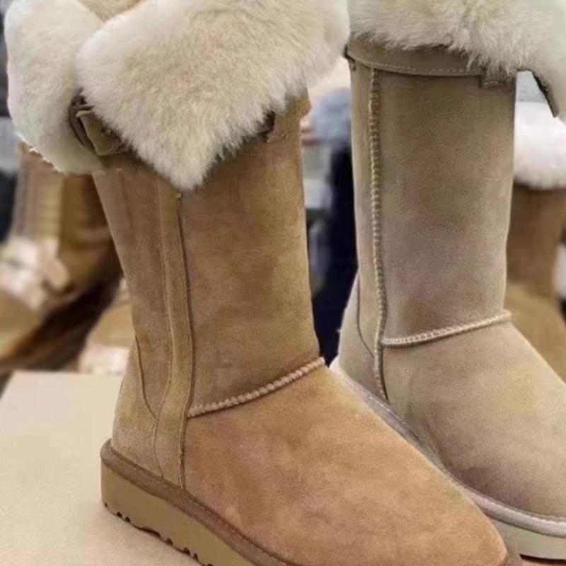 2024 New Platform Snow Boots Women Faux Fur Fashion Mid Calf Boots Winter Warm Furry Boots Casual Comfortable Shoe Woman