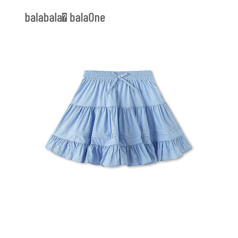 Balabala Girls Sweet Plaid Skirt with Bow 150