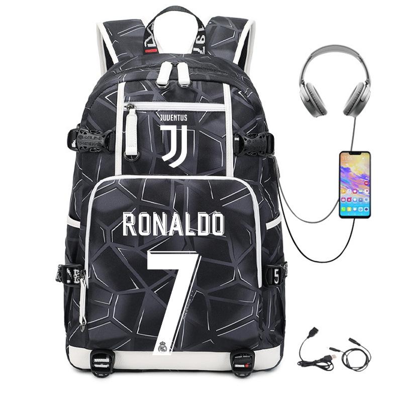 Football Star Cr7 Peripheral Personality Print Youth Backpack Large Capacity Leisure Travel Bag