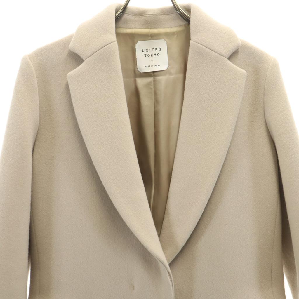 UNITED TOKYO Hergestellt in Japan Wollmischung Chester-Mantel 2 Beige Damen Gebraucht