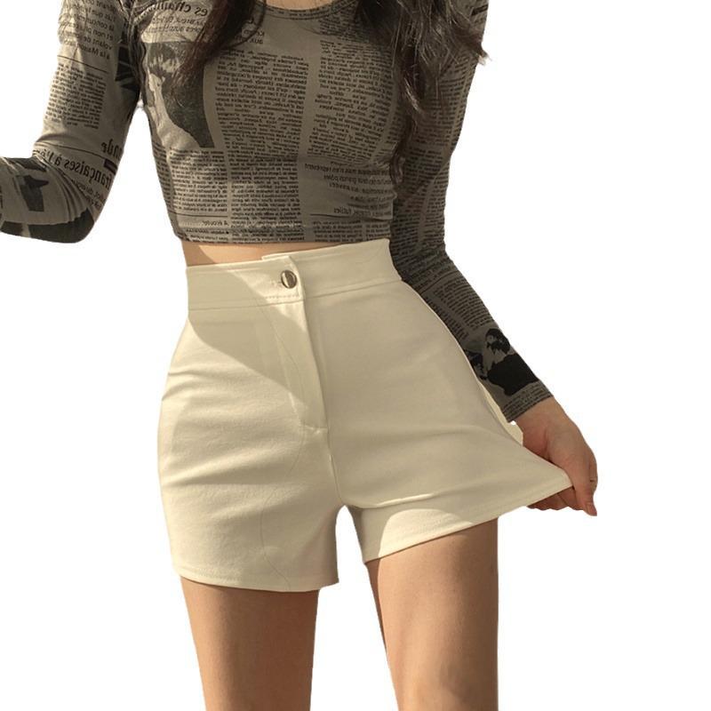 Women's High-Waist Elastic White Shorts - Sexy, Casual, Trendy Spring/Summer/Autumn Wear