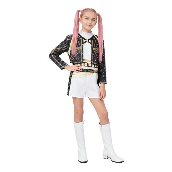 Kids Halloween Demon Hunters Performance Costume Cosplay Outfits for Dance Stage Role Play Soft Comfortable Vibrant Stage Wear for Christmas Birthday