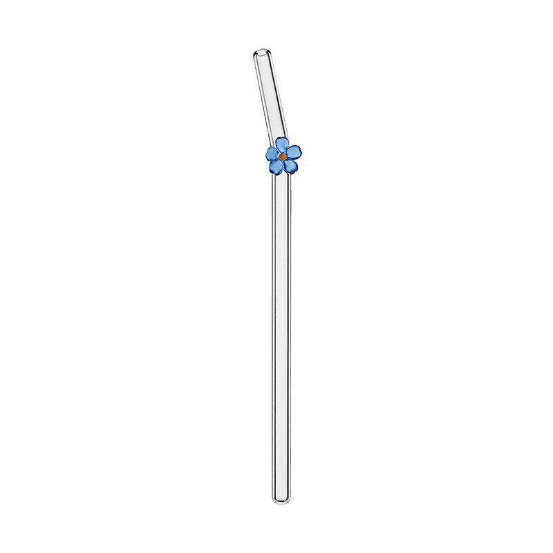 Set of Cute Glass Drinking Straws with Four and Five-Petal Flower Designs