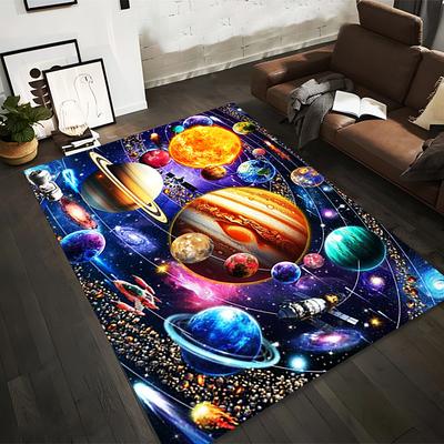 "Outer Space Solar System Planets Print Carpet for Living Room Decor" Suitable for Use As an Anti-slip for Living Room Bedroom Sofas