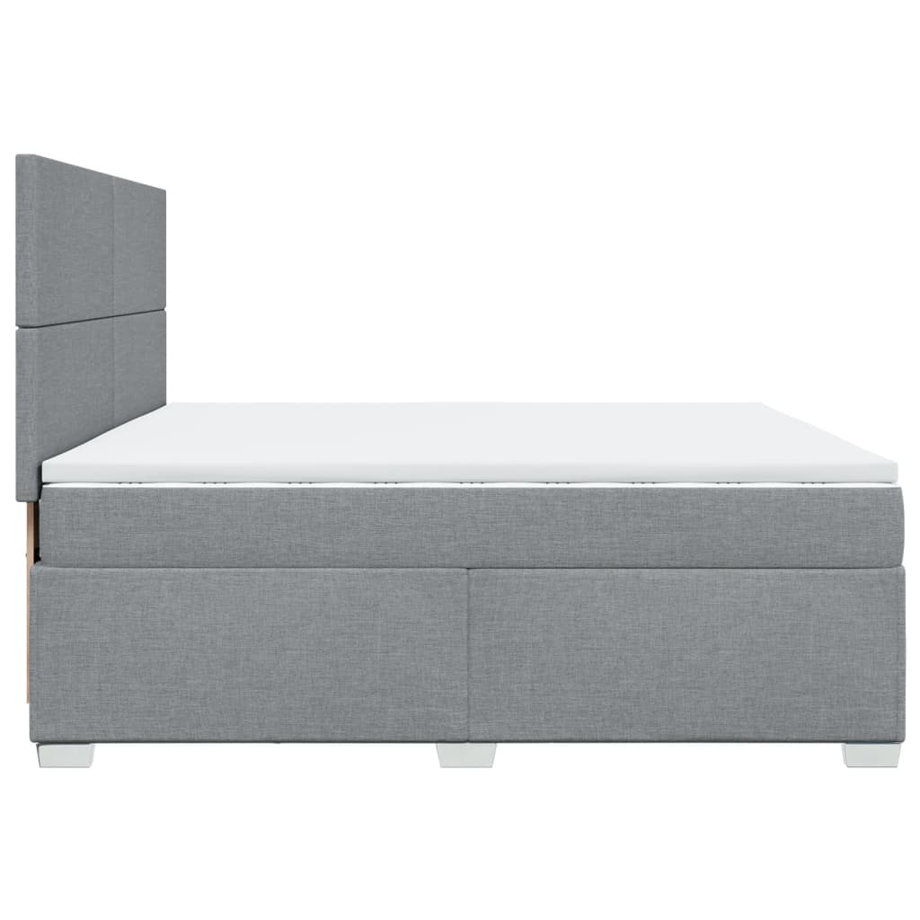 Box Spring Bed with Mattress Light Grey 200 x 200 cm Fabric