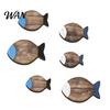 Solid Wood Fish Art 6 Pcs Wooden Wall Decor Nautical Coastal Eco-friendly Rustic Beach Ocean Lake House Hanging Ornament for Bathroom Bedroom Natural