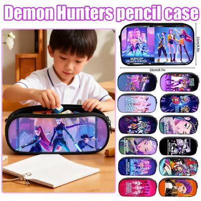 Hunter Kpop Schüler Federmäppchen Große Stofftasche für Mädchen Büro Schule Stifttasche Cartoon Dämon Stiftebox Stifthalter Etui