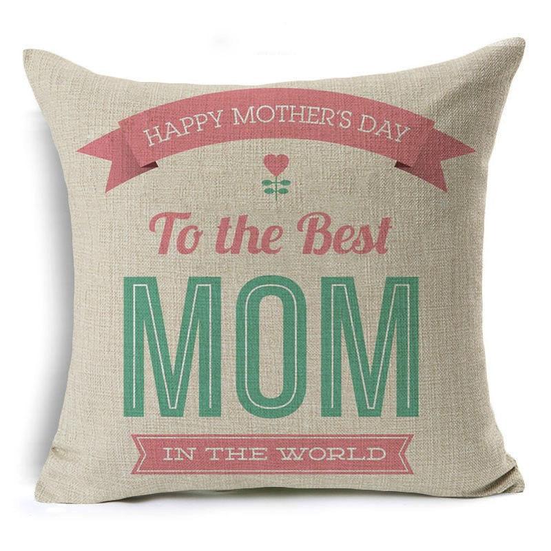New Mother's Day Gift Text Love Pattern Pillowcase Linen Print Decorative Pillow Cushion Cover
