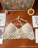 Summer new careful machine sexy backless seaside vacation neck knitted short outerwear top sling vest