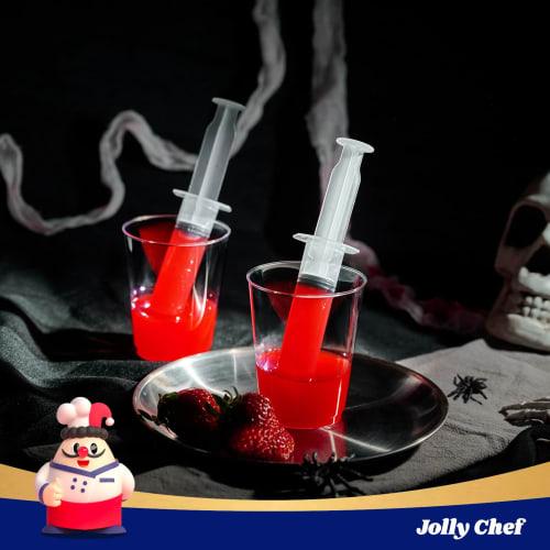 50-Pack 1.5 Oz Halloween Jelly Syringes, Medium Containers with Lids, Perfect for Plastic Shot Glasses or Jelly Cups, Great for Halloween, Thanksgivin