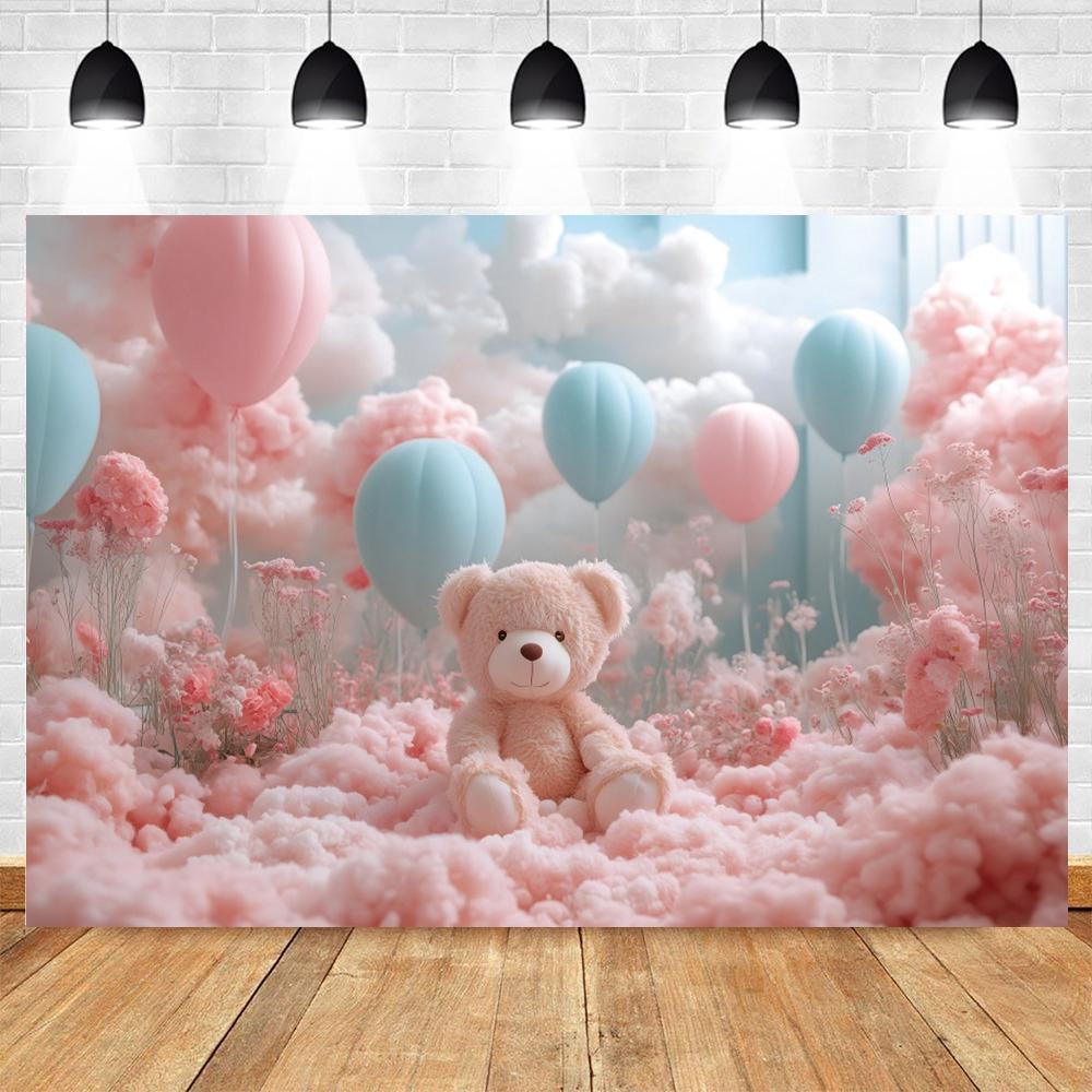 Teddybär Baby Geburtstagsparty Dekoration Fotohintergrund Babyparty Banner Kuchen-Zertrümmerung Foto Hintergrund Studio Requisiten