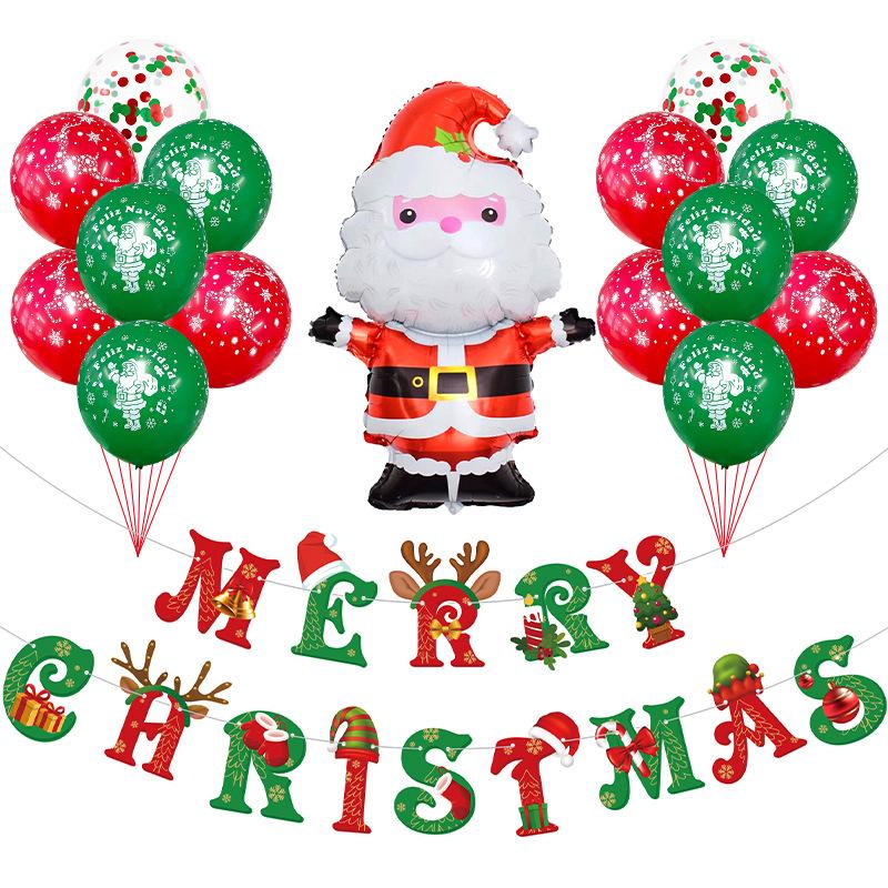 Christmas flag balloon set Santa cane Christmas tree theme party decoration scene arrangement