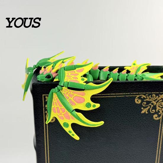 Smooth Texture Figurines 3D Printed Dragon Butterfly Figurine, Articulated Desk Decor, Cute Decorative Sculpture Shelf Ornament, Stress Relief