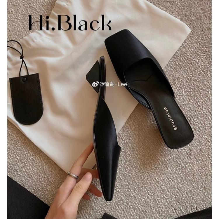 Fashion Elegant Green Satin Designer Slippers Women 2025 Summer Fashion Low Heel Square Toe Mules Loafers Luxury Comfort Slide Sandals