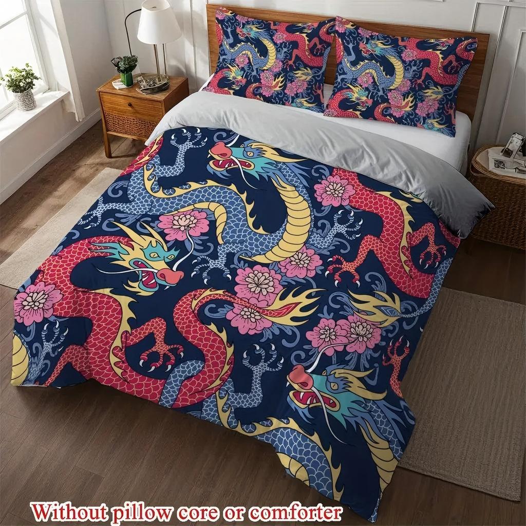 Holy Chinese Loong Pattern 3D Print Duvet Cover Set Animal Classic Style Bedding Set Home Polyester Soft Comfortable Quilt Cover