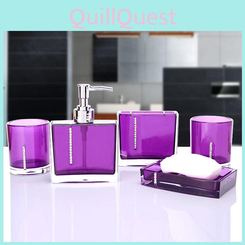 Elegant Acrylic Bathroom Five Piece Set With Creative Design For Wedding Gift And Modern Decor