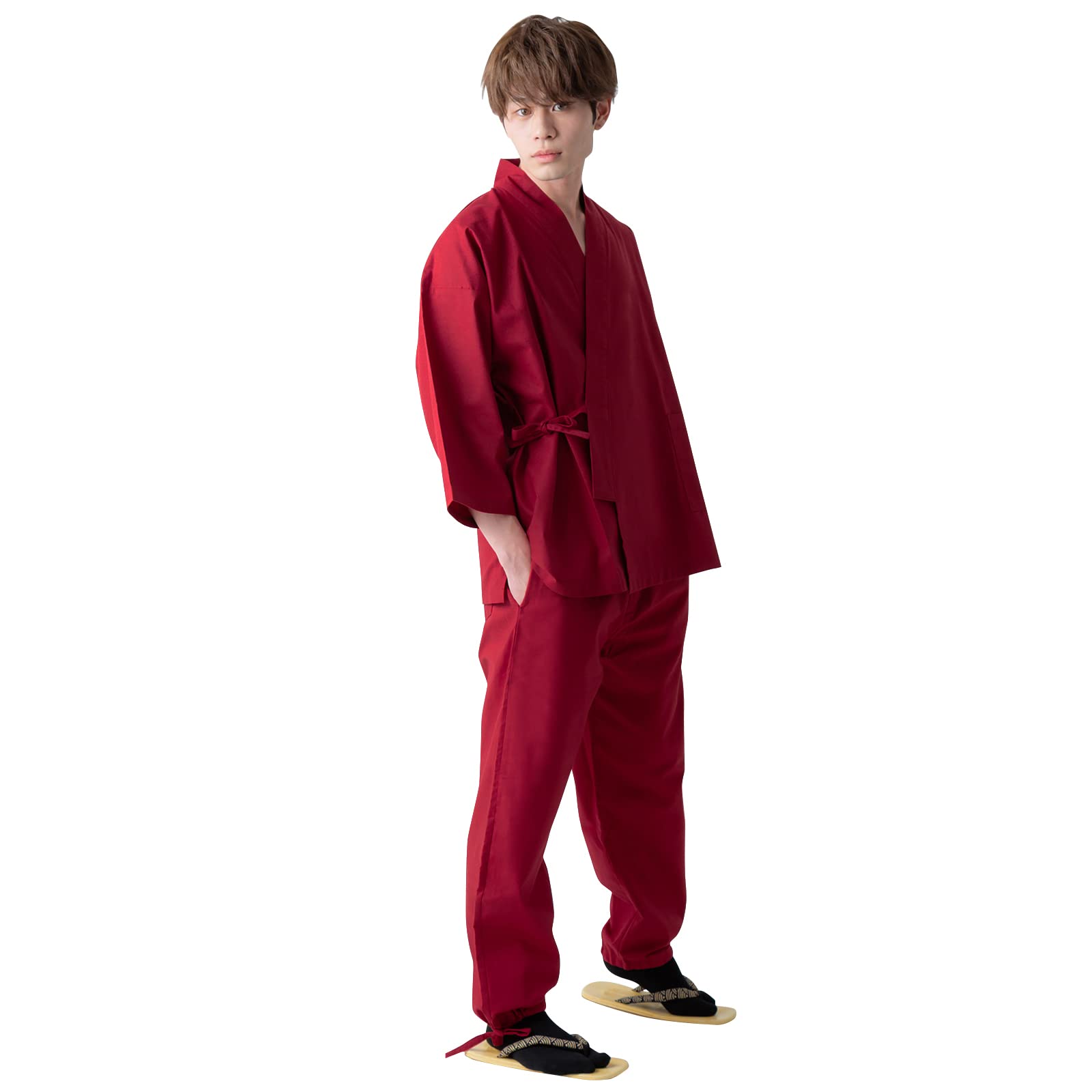 

KIMONOMACHI Men s Samue Kimono, Year-Round, Red, Size M, Perfect Gift for Father s Day or Respect for the Aged Day