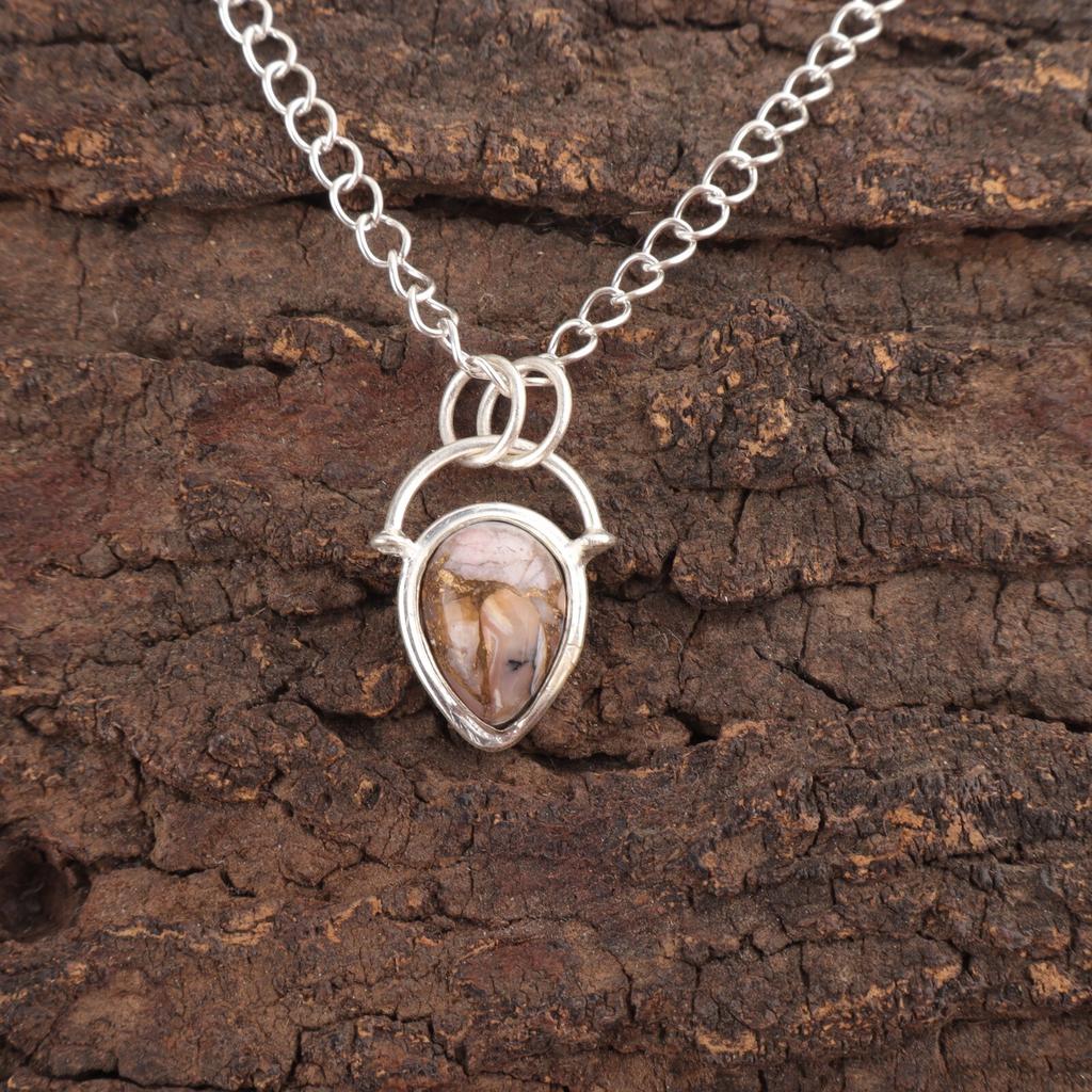 Pear Pink Opal Turquoise Gemstone December Birth New Pendant Jewelry 925 Silver PP-56-45