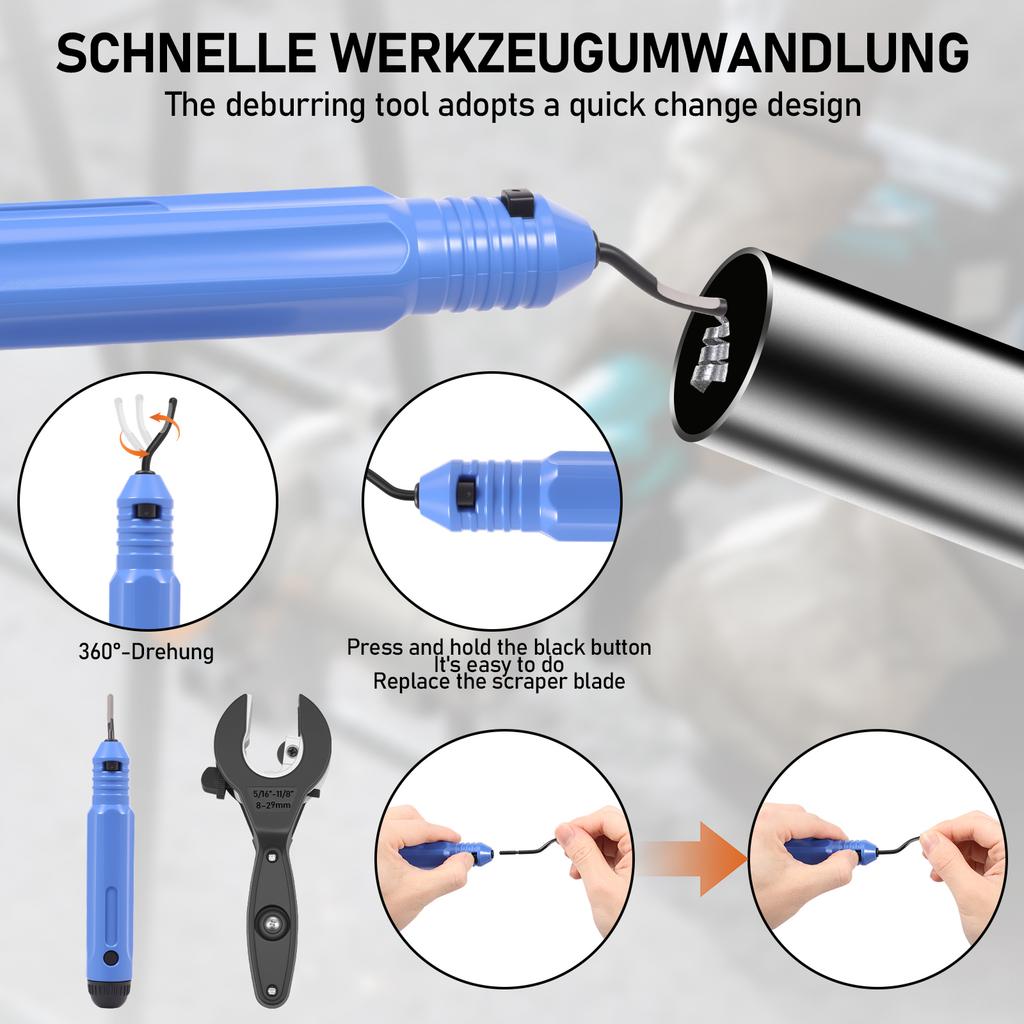 Ratsche Rohrabschneider Zinklegierung Set für 8-29 mm Edelstahl Kupfer Kunststoff Aluminiumrohr mit 3 Ersatzschneidrädern