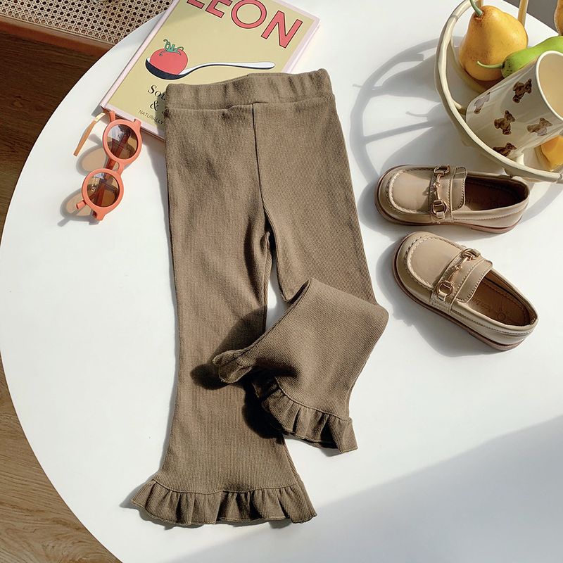 Stretch Cotton Vintage Bell-Bottom Pants All-Matching Base Children's Clothing