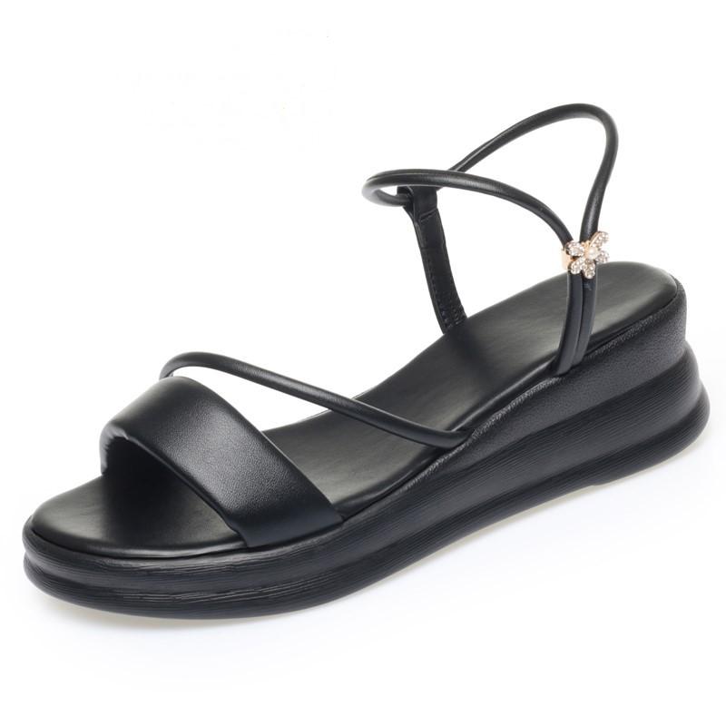 

Fashion AIYUQI Women Sandals Large Size Summer 2025 New Wedge Women Sandals Open Toe Roman Sandals 42 чёрный