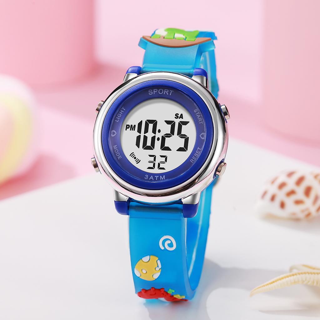 Fashionable and cute cartoon dinosaur silicone strap LED screen children's electronic watch, suitable for daily wear, Christmas