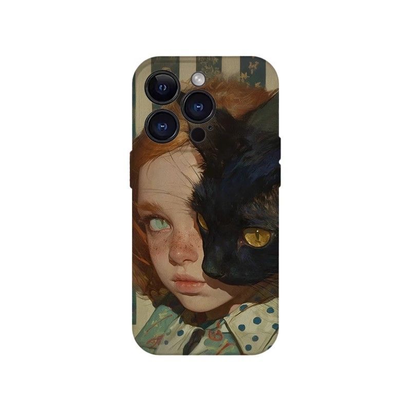 

Чехол для телефона «Кошка и девочка» для Apple iPhone 16 ProMax - Жесткий чехол из ПК-пленки, глянцевый, ретро, креативный, противоударный чехол для телефона на iPhone Apple 16 Promax