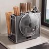 Gun Grey Magnetic Kitchen Storage Rack with Knife and Pot Lid Holder
